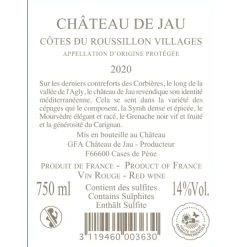 Offres 😉 Château de Jau Grand Vin, 2020 - Côtes-du-Roussillon-Villages AOP - Rouge - 75 cl 🌟 -Boissons Soldes 2024 3119460003630 2