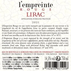 Le moins cher 🥰 Empreinte, 2021 - Lirac AOP - Rouge - 75 cl 👍 -Boissons Soldes 2024 3142806831246 2