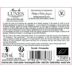 Top 10 🤩 Mas de Lunès BIO, 2019 - Languedoc Grés de Montpellier AOP - Rouge - 75 cl 🥰 -Boissons Soldes 2024 3186127774776 2