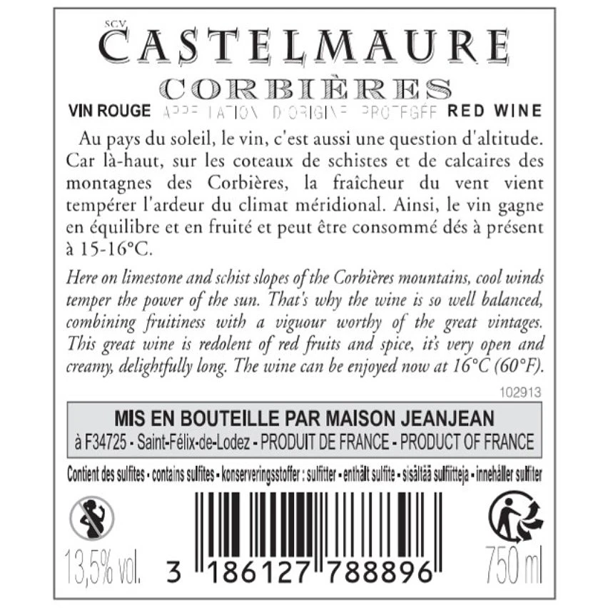Castelmaure, 2021 - Languedoc AOP - Rouge - 75 cl Vente flash 🤩 Castelmaure, 2021 - Languedoc AOP - Rouge - 75 cl 🧨 -Boissons Soldes 2024 3186127788896 2