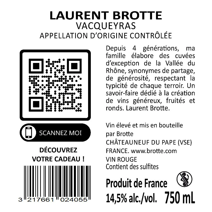 Laurent Brotte Vacqueyras - Grande Réserve, 2019 - Vacqueyras AOP - Rouge - 75 cl Tout neuf 🎉 Laurent Brotte Vacqueyras - Grande Réserve, 2019 - Vacqueyras AOP - Rouge - 75 cl ⌛ -Boissons Soldes 2024 3217661024055 2