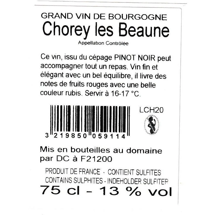Domaine Jacqueline Frachet Vieilles Vignes, 2020 - Chorey-les-Beaunes AOP - Rouge - 75 cl Tout neuf ⌛ Domaine Jacqueline Frachet Vieilles Vignes, 2020 - Chorey-les-Beaunes AOP - Rouge - 75 cl 🌟 -Boissons Soldes 2024 3219850059114 2