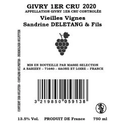 Nouveau 🔥 Sandrine Deletang & Fils Vieilles Vignes, 2020 - Givry 1er Cru AOP - Rouge - 75 cl 👍 3 Nouveau 🔥 Sandrine Deletang & Fils Vieilles Vignes, 2020 - Givry 1er Cru AOP - Rouge - 75 cl 👍 -Boissons Soldes 2024 3219850059138 2