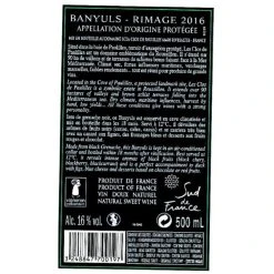 Promo 😀 Les Clos de Paulilles Rimage, 2016 - Banyuls AOP - Rouge - 50 cl 🌟 -Boissons Soldes 2024 3248846001509 2