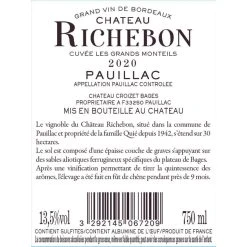Tout neuf 💯 Château Richebon Les Grands Monteils, 2020 - Pauillac AOP - Rouge - 75 cl 🧨 -Boissons Soldes 2024 3292145067209 2