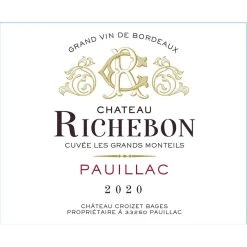 Tout neuf 💯 Château Richebon Les Grands Monteils, 2020 - Pauillac AOP - Rouge - 75 cl 🧨 -Boissons Soldes 2024 3292145067209 3