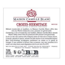 Sortie ⭐ Maison Camille Blanc, 2020 - Crozes-Hermitage AOP - Rouge - 75 cl 🛒 -Boissons Soldes 2024 3330620025778 2
