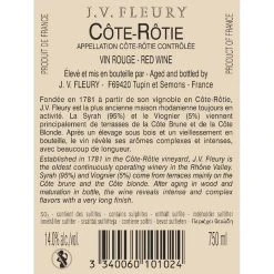 Nouveau 🧨 J. V. Fleury, 2019 - Côte-Rotie AOP - Rouge - 75 cl 🎁 -Boissons Soldes 2024 3340060101024 2