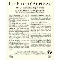 Bon marché ⌛ Les Fiefs d'Aupenac, 2019 - Saint-Chinian-Roquebrun AOC - Rouge - 75 cl 🤩 -Boissons Soldes 2024 3379431111645 2