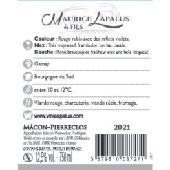 De gros 🎉 Maurice Lapalus & Fils, 2021 - Mâcon Pierreclos AOP - Rouge - 75 cl ❤️ -Boissons Soldes 2024 3379810087271 2