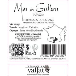 De gros 🎉 Mas des Grillons Tenor, 2020 - Terrasses du Larzac AOP - Rouge - 75 cl 🧨 -Boissons Soldes 2024 3385740060000 2
