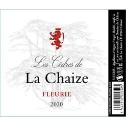 Nouveau ❤️ Les Cèdres de la Chaize, 2020 - Fleurie AOP - Rouge - 75 cl 😀 -Boissons Soldes 2024 3441910000525 3