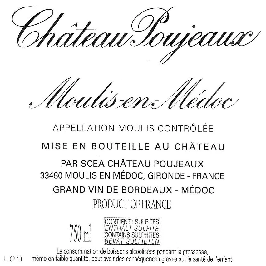 Château Poujeaux, 2020 - Moulis ou Moulis-en-Médoc AOP - Rouge - 75 cl Remise 🎉 Château Poujeaux, 2020 - Moulis ou Moulis-en-Médoc AOP - Rouge - 75 cl 😀 -Boissons Soldes 2024 3441941120100 2