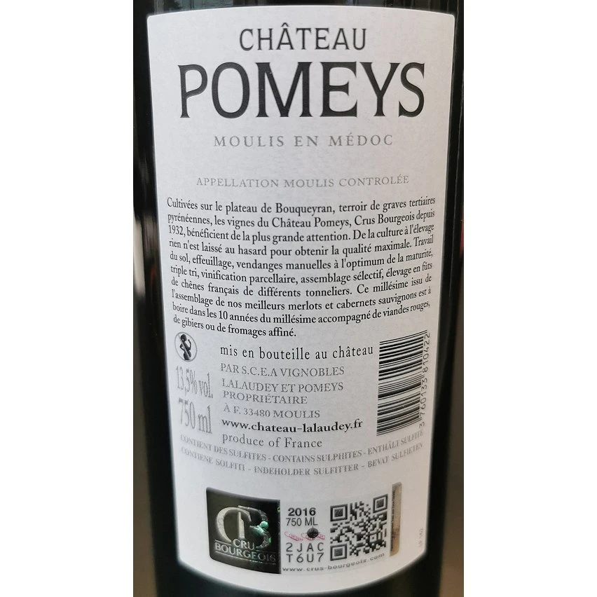 Château Pomeys, 2020 - Moulis ou Moulis-en-Médoc AOP - Rouge - 75 cl Top 10 💯 Château Pomeys, 2020 - Moulis ou Moulis-en-Médoc AOP - Rouge - 75 cl ⌛ -Boissons Soldes 2024 3453521287127 2