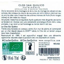 De gros 👏 Clos San Quilico BIO, 2019 - Patrimonio AOP - Rouge - 75 cl 🎁 -Boissons Soldes 2024 3461220000114 2