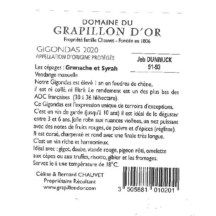 Domaine du Grapillon d'Or 1806 Préférence, 2020 - Gigondas AOP - Rouge - 75 cl Top 10 ✔️ Domaine du Grapillon d'Or 1806 Préférence, 2020 - Gigondas AOP - Rouge - 75 cl ⌛ -Boissons Soldes 2024 3505881010201 2