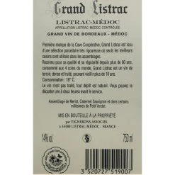 Coupon 🔥 Grand Listrac, 2019 - Listrac-Médoc AOP - Rouge - 75 cl ❤️ -Boissons Soldes 2024 3520727519007 2
