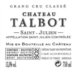 Meilleur prix 👍 Château Talbot, 2020 - Saint-Julien AOP - Rouge - 75 cl ⭐ -Boissons Soldes 2024 3661419120207 2