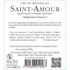 Meilleur prix 😉 Christophe Coquard Les Cœurs de l'Amour, 2021 - Saint-Amour AOP - Rouge - 75 cl 🛒 3 Meilleur prix 😉 Christophe Coquard Les Cœurs de l'Amour, 2021 - Saint-Amour AOP - Rouge - 75 cl 🛒 -Boissons Soldes 2024 3700348012587 2