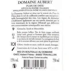 Sortie 🌟 Domaine Aubert, 2020 - Côtes du Rhône Villages Plan de Dieu AOP - Rouge - 75 cl ✔️ -Boissons Soldes 2024 3700381913117 2