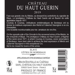 Bon marché 🧨 Château du Haut Guérin, 2019 - Côtes de Blaye AOP - Rouge - 75 cl ⌛ 3 Bon marché 🧨 Château du Haut Guérin, 2019 - Côtes de Blaye AOP - Rouge - 75 cl ⌛ -Boissons Soldes 2024 3700387097002 2