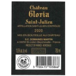 Vente flash 🧨 Château Gloria, 2020 - Saint-Julien AOP - Rouge - 75 cl 😉 -Boissons Soldes 2024 3700415103866 2