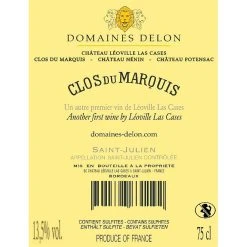 Nouveau 🛒 Clos du Marquis, 2020 - Saint-Julien AOP - Rouge - 75 cl ✨ -Boissons Soldes 2024 3701368631208 2