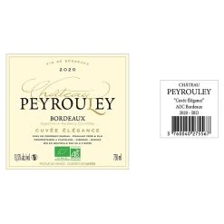 Le moins cher 😀 Château Peyrouley Cuvée Elégance BIO, 2020 - Bordeaux AOC - Rouge - 75 cl ❤️ -Boissons Soldes 2024 3760040275567 2