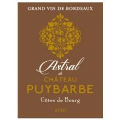 Grosses soldes 😀 Astral de Château Puybarbe, 2019 - Côtes de Bourg AOP - Rouge - 75 cl ⭐ -Boissons Soldes 2024 3760095871462 3