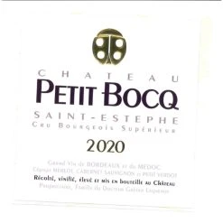 Meilleure vente 👏 Château Petit Bocq , 2020 - Saint-Estèphe AOP - Rouge - 75 cl 😀 -Boissons Soldes 2024 3760109920049 3