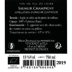 Nouveau 🧨 Domaine Vincenot & Fils 2019 BIO, 2019 - Saumur-Champigny AOP - Rouge - 75 cl ✨ -Boissons Soldes 2024 3760169580955 2