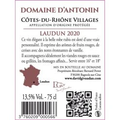 Bon marché 🌟 Domaine d'Antonin , 2020 - Côtes du Rhône Villages Laudun AOP - Rouge - 75 cl 😍 3 Bon marché 🌟 Domaine d'Antonin , 2020 - Côtes du Rhône Villages Laudun AOP - Rouge - 75 cl 😍 -Boissons Soldes 2024 3760209000566 3