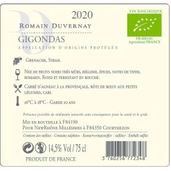 Top 10 👏 Romain Duvernay BIO, 2018 - Gigondas AOP - Rouge - 75 cl 🌟 -Boissons Soldes 2024 3760256772348 2