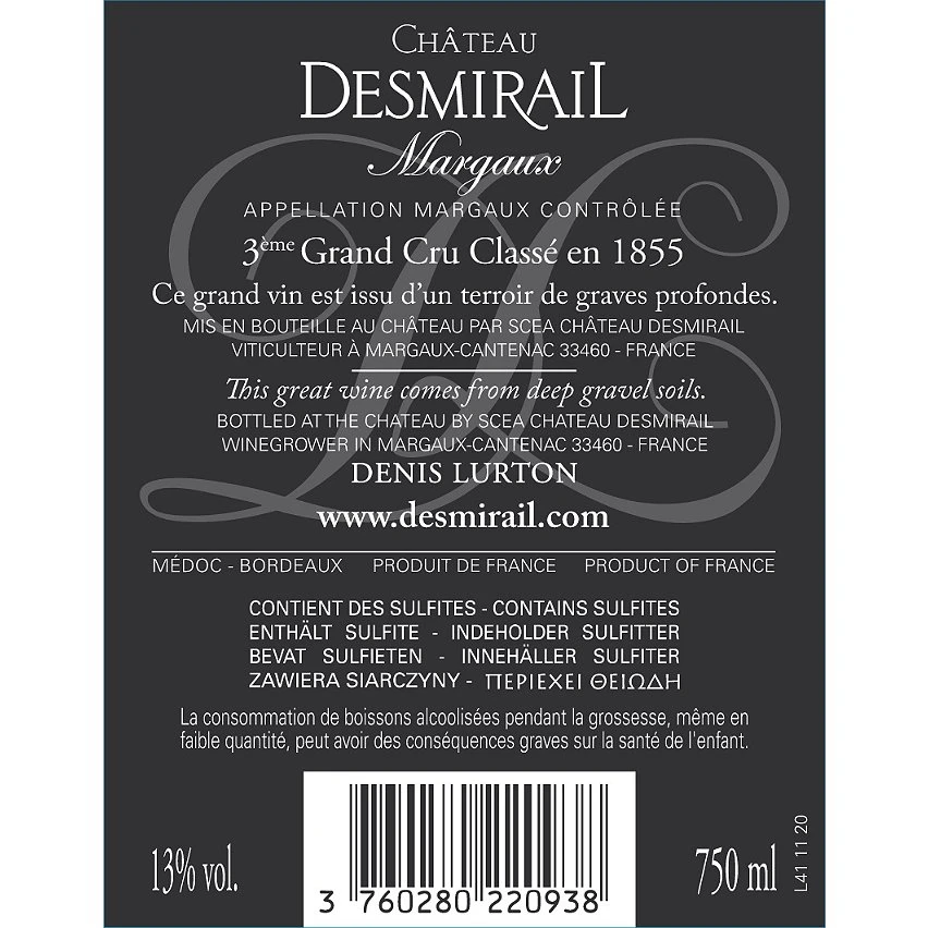 Château Desmirail, 2020 - Margaux AOP - Rouge - 75 cl Bon marché 😀 Château Desmirail, 2020 - Margaux AOP - Rouge - 75 cl ⌛ -Boissons Soldes 2024 3760280220938 2