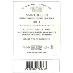 Vente flash 🛒 Sarget de Gruaud Larose, 2019 - Saint-Julien AOP - Rouge - 75 cl 🎉 -Boissons Soldes 2024 3760280782368 2