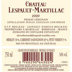 Remise 🛒 Château Lespault-Martillac, 2020 - Pessac-Léognan AOP - Rouge - 75 cl 🎁 3 Remise 🛒 Château Lespault-Martillac, 2020 - Pessac-Léognan AOP - Rouge - 75 cl 🎁 -Boissons Soldes 2024 3760290643024 2