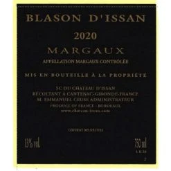 Vente flash ✨ Blason D'Issan, 2020 - Margaux AOP - Rouge - 75 cl 🎉 -Boissons Soldes 2024 3760293120720 2