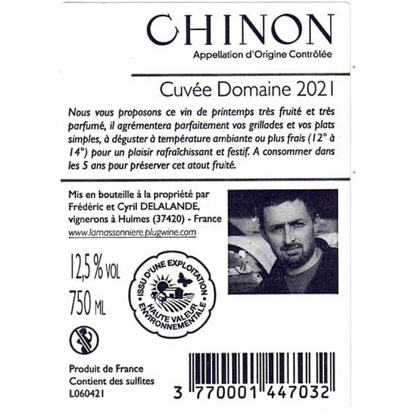 Domaine La Massonière, 2021 - Chinon AOP - Rouge - 75 cl Nouveau 🥰 Domaine La Massonière, 2021 - Chinon AOP - Rouge - 75 cl 🎁 -Boissons Soldes 2024 3770001447032 2