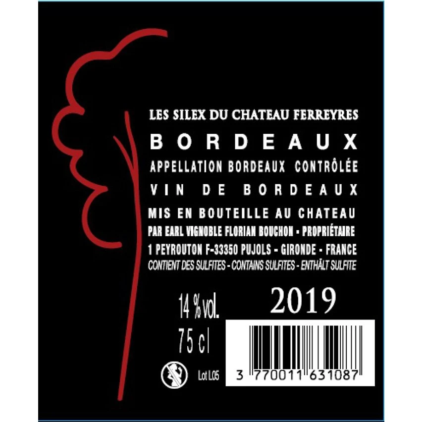 Les Silex du Château Ferreyres, 2019 - Bordeaux AOP - Rouge - 75 cl Les meilleures critiques de 🧨 Les Silex du Château Ferreyres, 2019 - Bordeaux AOP - Rouge - 75 cl 😀 -Boissons Soldes 2024 3770011631087 2