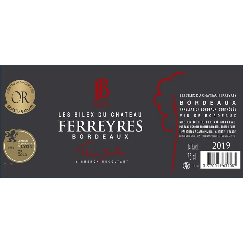 Les Silex du Château Ferreyres, 2019 - Bordeaux AOP - Rouge - 75 cl Les meilleures critiques de 🧨 Les Silex du Château Ferreyres, 2019 - Bordeaux AOP - Rouge - 75 cl 😀 -Boissons Soldes 2024 3770011631087 3