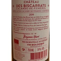 Budget ✨ Château des Biscarrats Cuvée Parallèle BIO, 2019 - Lalande de Pomerol AOP - Rouge - 75 cl 😀 -Boissons Soldes 2024 3770016547161 2